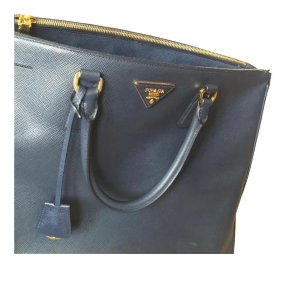 Prada Executive Saffiano Leather Double Zip Tote